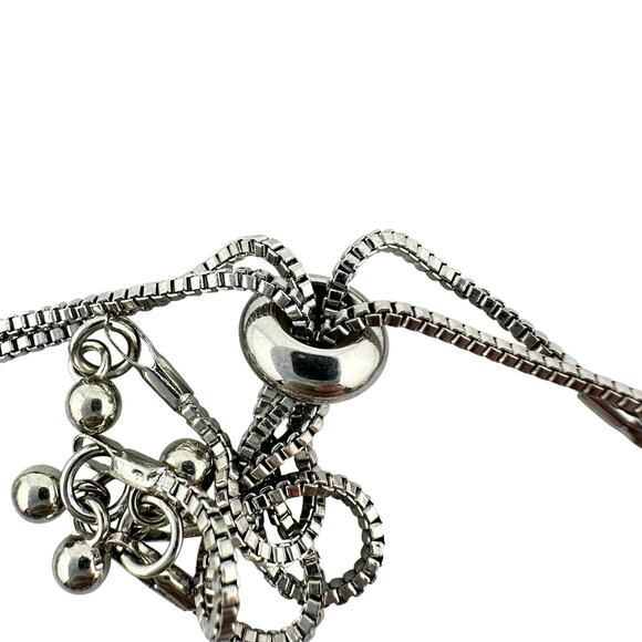 Vintage Style Victorian Revival Blue Faux Floral Cameo Silver Tone Bolo Bracelet - Picture 5 of 5